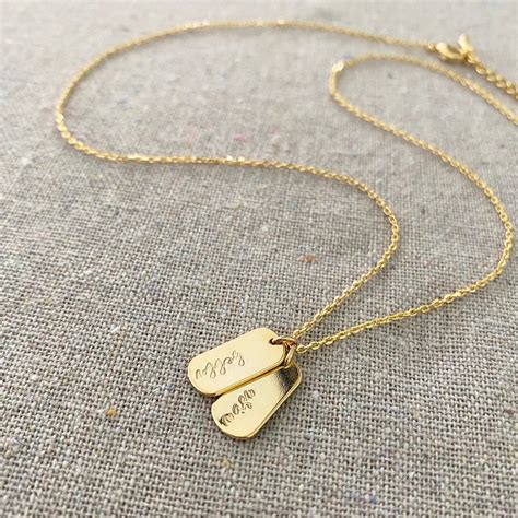 Mini Dog Tag Necklace Gold